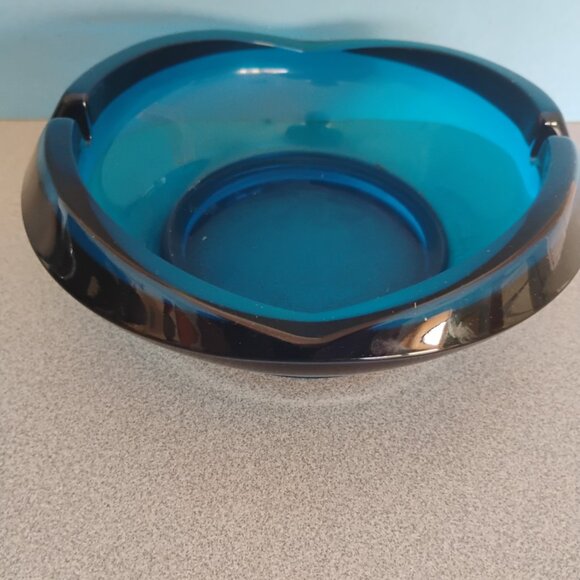 Viking Glass Bluenique Tulip Ashtray, MCM - Picture 5 of 7